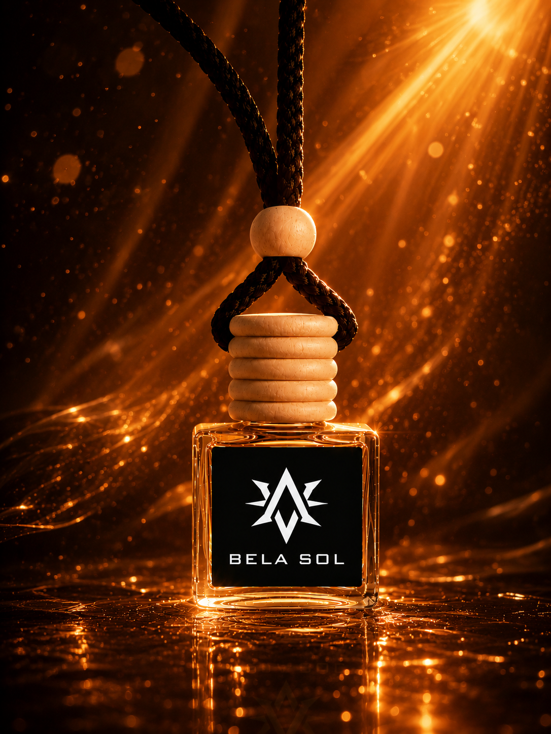 Bela Sol premium car air freshener by Starlite Avenue - warm caramel and sandalwood scent